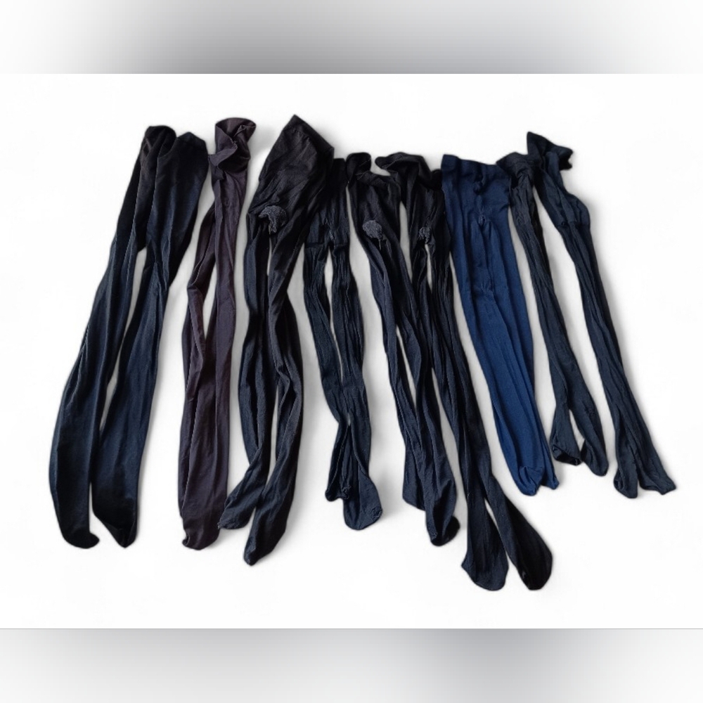 Women's Hosiery Bundle - 9 Pair. Black, charcoal & navy. Opaque & Sheer.